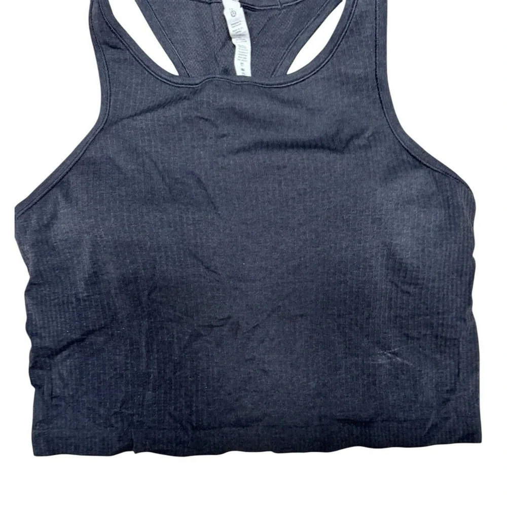 Lululemon Ebb to Street Cropped Racerback Tank Top Black‎ Women's Size 12